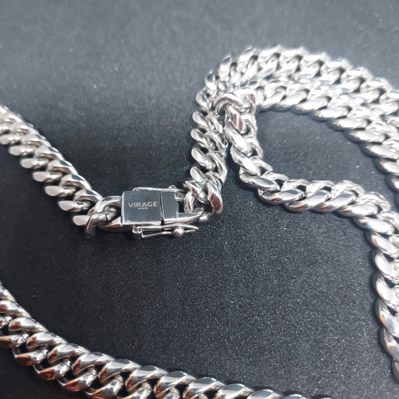 Men's cuban 22in silver chain - Picture 2 of 3